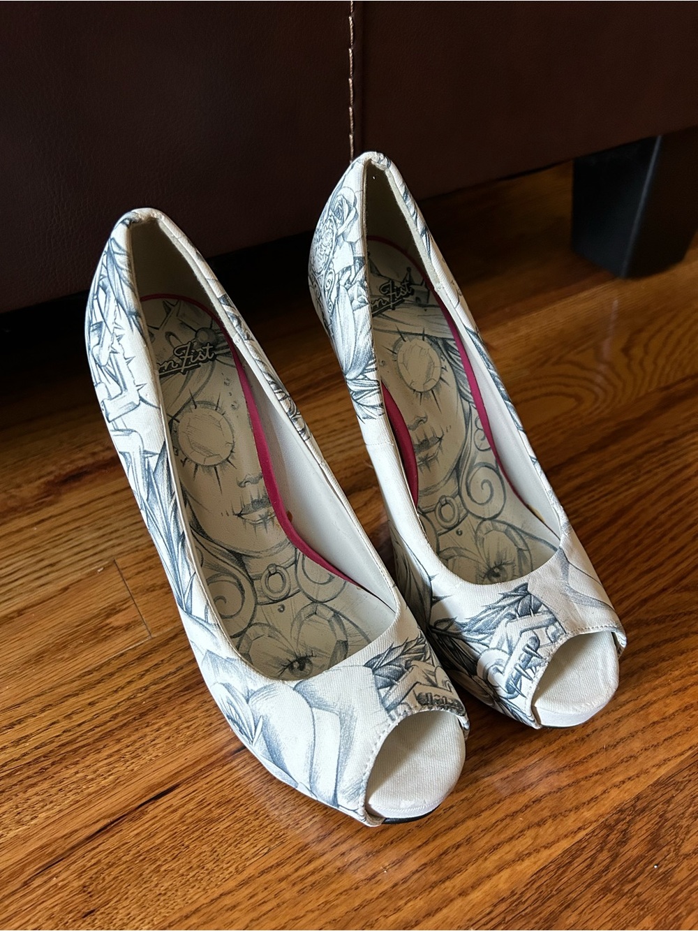 Latisha Wood key to my sole Heels with tattoo Black Sketch Design